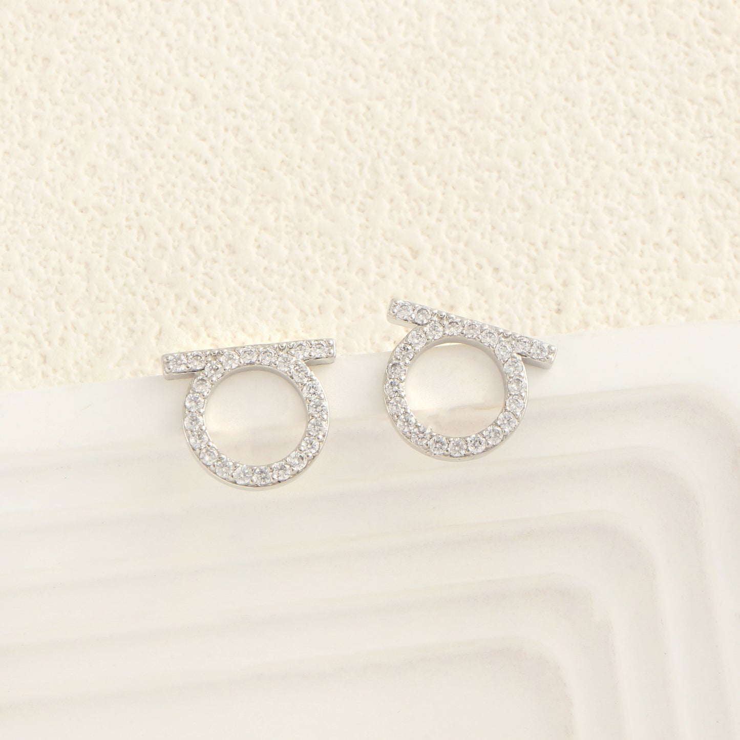 Aretes Gancini con Micropavé (Silver)