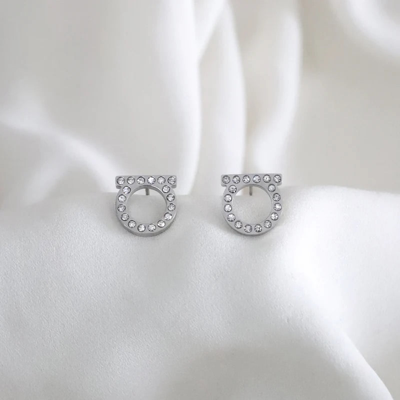 Aretes Gancini con Micropavé (Silver)
