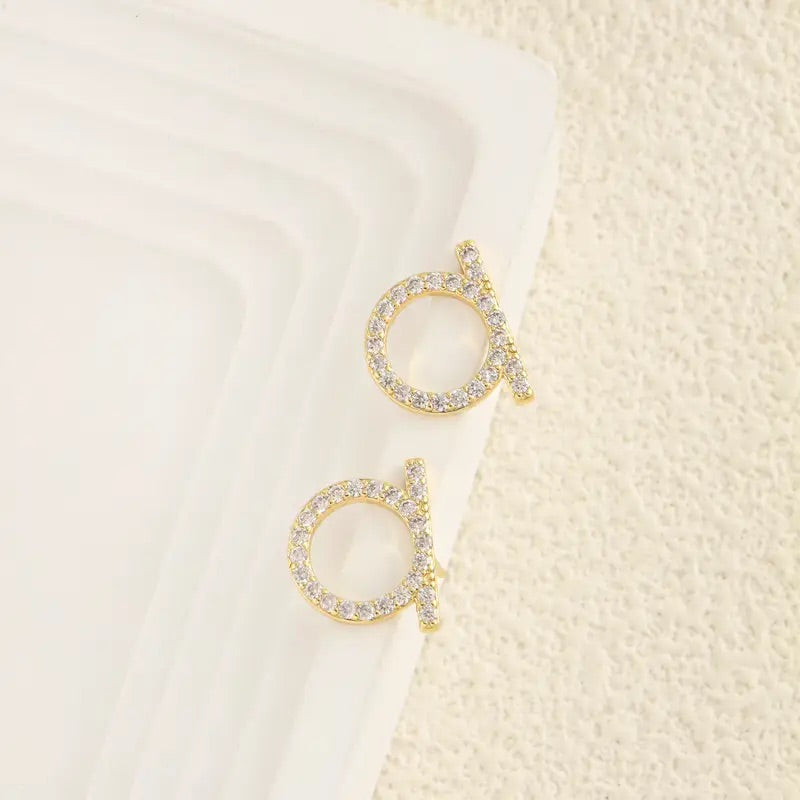 Aretes Gancini con Micropavé (Gold)