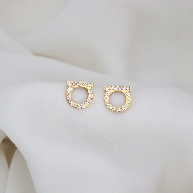 Aretes Gancini con Micropavé (Gold)