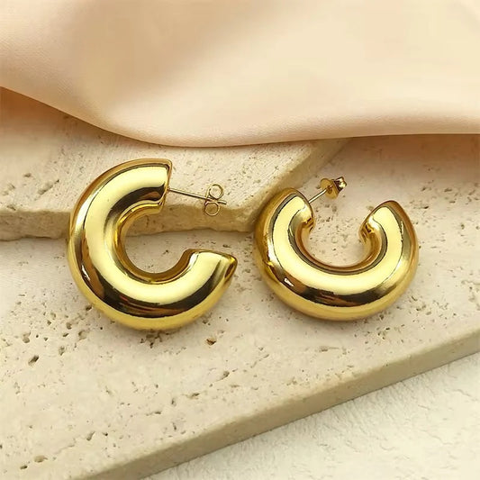 Aretes Arracadas Chunky Doradas