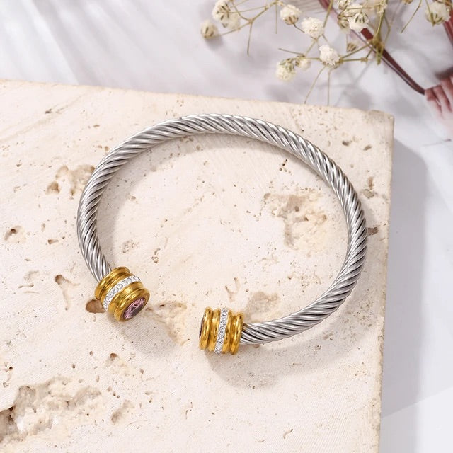 Pulsera Cable Renacentista Punta Diamante